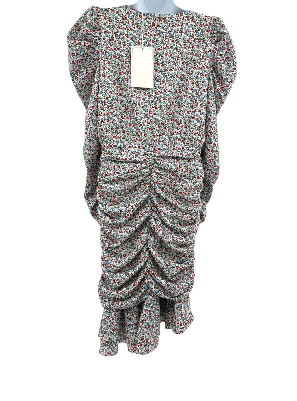 Notes Du Nord Dress Womens 38 Floral Ruffle Ruched Naya Puff Sleeve Symphony - Picture 9 of 16